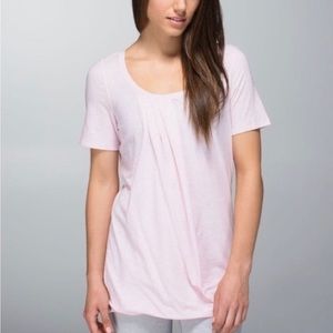 Lululemon Twist Tee Top Heathered Barely Pink